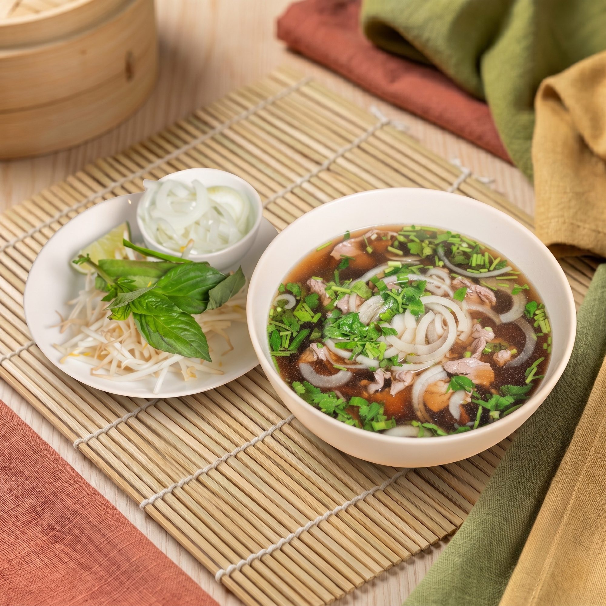 Phở halal : soupe vietnamienne au bœuf, nouilles de riz, herbes fraîches et pousses de soja – restaurant Sabay Oi à Ivry-sur-Seine